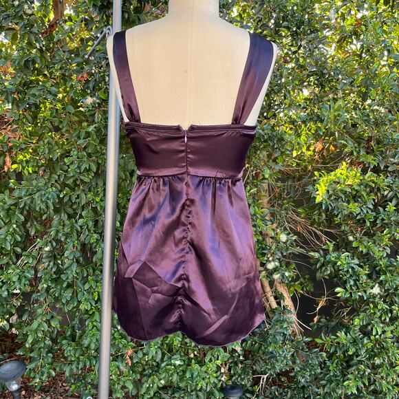 Vintage Forever 21 Y2K Satin Plum Royal Babydoll Tank 2000s Medium - Picture 4 of 8